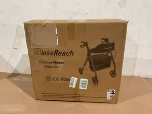 lot 41 image: BlessReach Heavy Duty Rollator Walker - Aluminum Rolling Walker for Seniors and Adults with Large Seat
