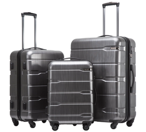 lot 7 image: Coolife Luggage Expandable 3 Piece Sets PCABS Spinner Suitcase