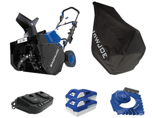 lot 9 image: Snow Joe 24-Volt IONMAX Snow Blower Bundle (w 2 x 4.0-Ah Batteries, Dual Port Charger, Cover, Ice Dozer)