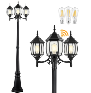 lot 14 image: Dusk to Dawn Sensor Outdoor Lamp Post Light 3-Head
