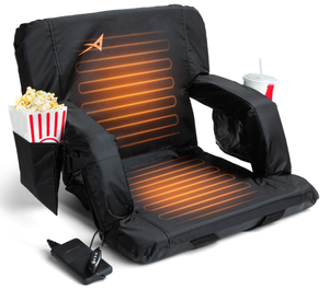 lot 17 image: Aceletiqs Double Heated Stadium Bleacher Seat, 20-Inch Wide, Foam, Foldable, Cup Holders, Arm Rest, Reclining, Adjustable Backrest