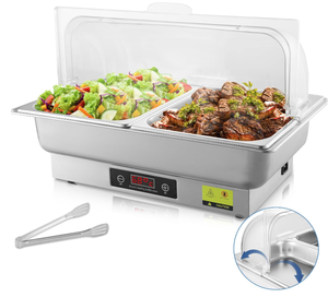 lot 54 image: THXSUN Electric Chafing Dish, 2 x 4.5QT Half Size Electric Chafing Dish