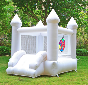 lot 55 image: White Bounce House with Blower, Inflatable Trampoline for Kids