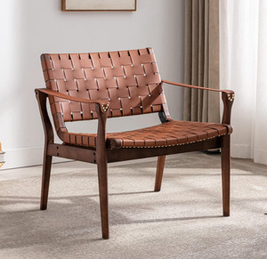 lot 69 image: Soohow Low Scandinavian Cognac Woven Leather Chair