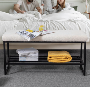 lot 72 image: Zesthouse Shoe Rack Bench, Entry Bench with Padded Seat and Stainless Steel Storage Shelf