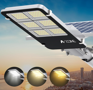 lot 81 image: A-ZONE 1800W Tri-Color Solar Street Lights Outdoor - Multi-Color Adjustable Lighting