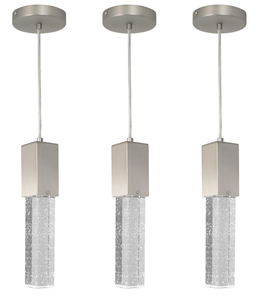 lot 387 image: huong son Modern LED Bubble Glass Pendant Light, Brushed Sand-Nickel, 3 Pack