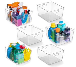 lot 390 image: ClearSpace Clear Plastic Storage Bins  XL 6 Pack