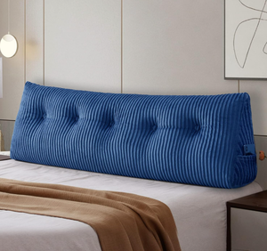lot 502 image: Large Headboard Pillow Headboard Wedge Pillow Bed Rest (Queen 59x8x20 Inches,Blue)