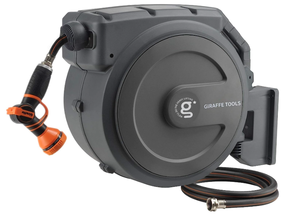 lot 29 image: Giraffe Tools Retractable Garden Hose Reel 12 Inch x 130 ft