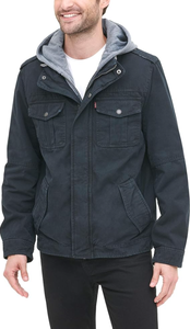 lot 480 image: Levis Mens Washed Cotton Hooded Military Jacket