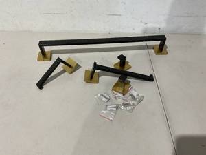 lot 358 image: 5 Piece Bath Hardware Set Included Toilet Paper Holderin Black Gold