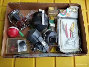 lot 21 image: Box of Fishing Gear - Reels, Lures, Etc