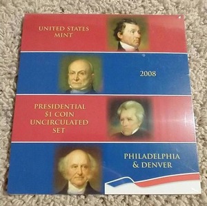 lot 43 image: Shrinkwrapped 2008 Presidential $1 Uncirculated Coin Set