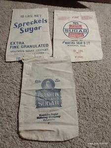 lot 46 image: (3) Vintage Sugar Sacks