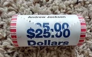 lot 89 image: Uncirculated $25 Andrew Jackson Presidential $1 Coin Roll