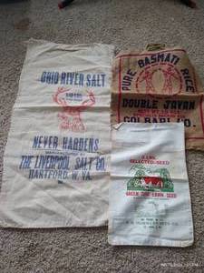 lot 96 image: (3) Vintage SeedFood Sacks
