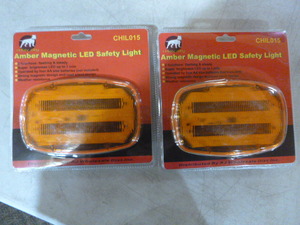 lot 60 image: 2 White Dog Amber Magnetic LED Safety Lights