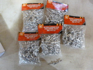 lot 122 image: 5 Packs of PTC Aluminum Head Steel Mandrel Rivets