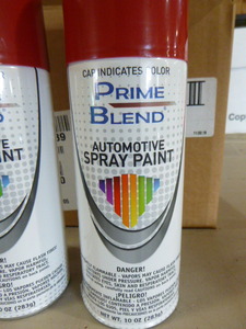 lot 201 image: 12 Cans of Red Cherry Prime Blend Automotive Spray Paint