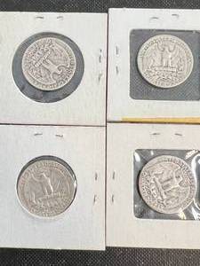 4 US WASHINGTON QUARTERS 1952-S 53-S 53-D 54-S