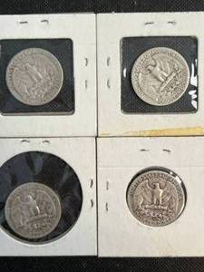 4 US WASHINGTON QUARTERS 1942-S 52-S 53-S 54-S