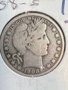 1908-S US BARBER HALF DOLLAR