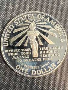 1986 US PROOF SILVER DOLLAR ELLIS ISLAND COMMEM