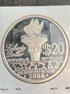 1 TROY OZ .999 FINE SILVER 2006 LIBERTY ROUND