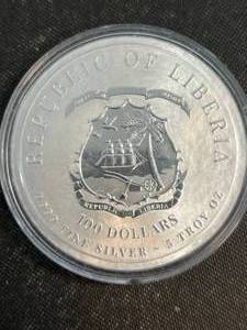 5 TROY OZ .9999 FINE SILVER 2024 REPUBLIC OF LIBERIA ROUND IN AIRTITE