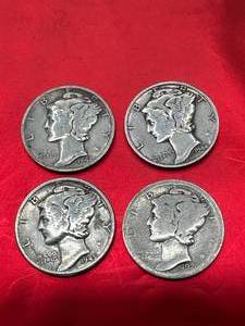 Lot of 4 Mercury Dimes