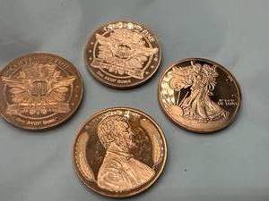 Lot of 4 Investment Grade .999 Copper Rounds
