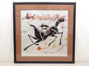 lot 22 image: Large Li Zhong-Liang Cave Paintings Glass Framed Wall Art