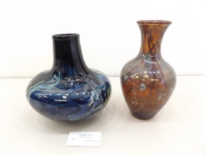 lot 25 image: Signed Dylan Martinez Blown Glass Vases