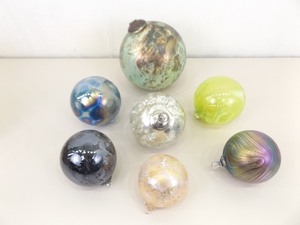 lot 32 image: Lot of 7 Larger Hand Blown Decorative Glass Balls