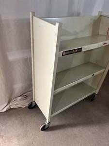 lot 30 image: Bretford Mobile 3-Shelf Book Magazine File Storage Rack Trolley Cart - In Great Condition