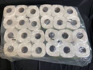 lot 6 image: Just Bath Tissue 12 Rolls 220 Sheets 2-Ply 4x4.1 300 Sq Feet - 4-Pack