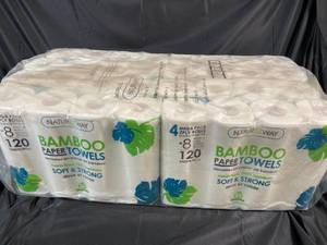 lot 18 image: Nature EZ Way Bamboo Paper Towels 4 Roll Mega Pack - Set of 8