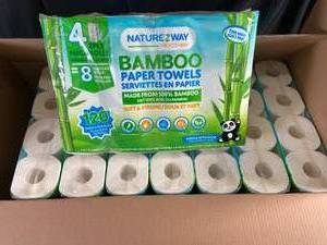 lot 125 image: Nature EZ Way Bamboo Paper Towels 4 Roll Mega Pack - Set of 8