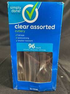 lot 58 image: SimplyDone Clear Assorted Cutlery 96 Count