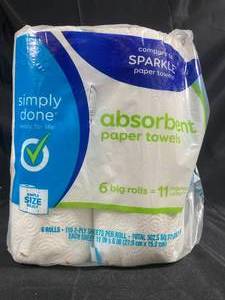 lot 88 image: SimplyDone Absorbent Paper Towels 6 Big Rolls