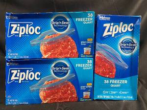 lot 38 image: Ziploc Freezer Quart Bags 38 Count - 3-Pack