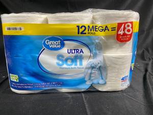 lot 196 image: Great Value Ultra Soft Premium Bath Tissue 12 Mega Rolls
