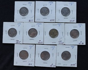 lot 9 image: (10) Buffalo Nickels