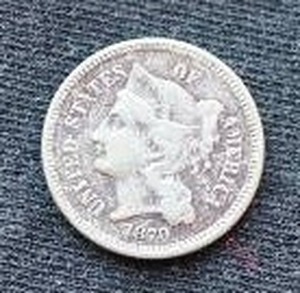 lot 15 image: 1870 3-Cent Nickel