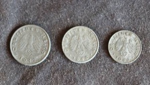 lot 37 image: (3) WW2 German Third Reich Coins - 1510 Pfennig