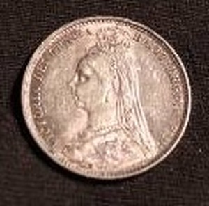 lot 65 image: 1888 British Silver 6 Pence Coin
