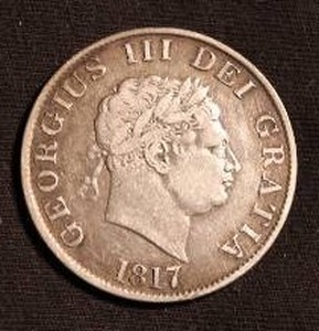 lot 72 image: 1817 British Silver Half Crown Coin - George III