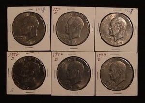 lot 73 image: (6) Eisenhower Dollars