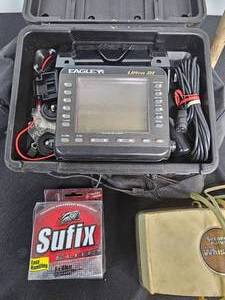 lot 44 image: Eagle Ultra III Fishfinder, Rod, Rod & Reel, String, and Fish Tank Aerator